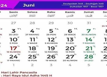 Daftar Tanggal Merah dan Cuti Bersama Juni 2024