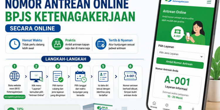 Cara Ambil Nomor Antrean Online BPJS Ketenagakerjaan Secara Online