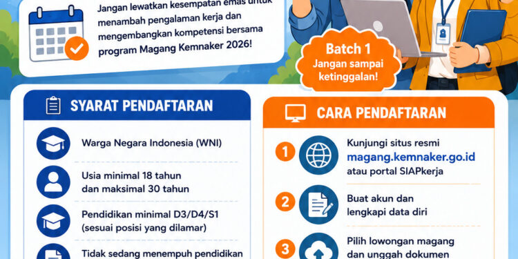 Pendaftaran Magang Kemnaker 2026 Batch 1 Resmi Dibuka, Cek Syarat Pendaftarannya