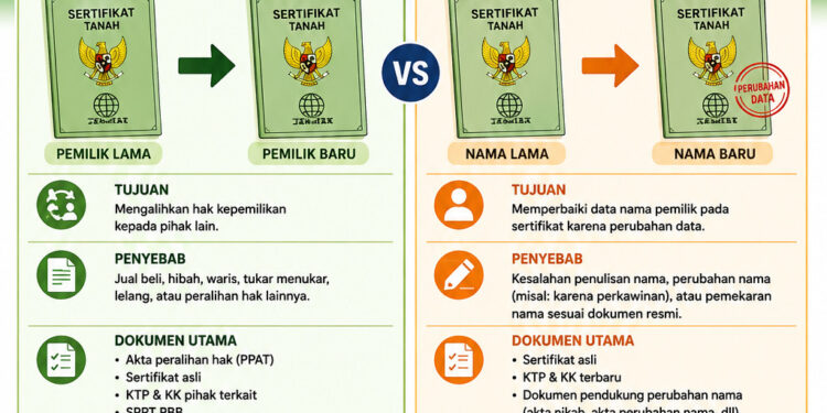 Perbedaan Balik Nama Vs Ganti Nama Sertifikat Tanah