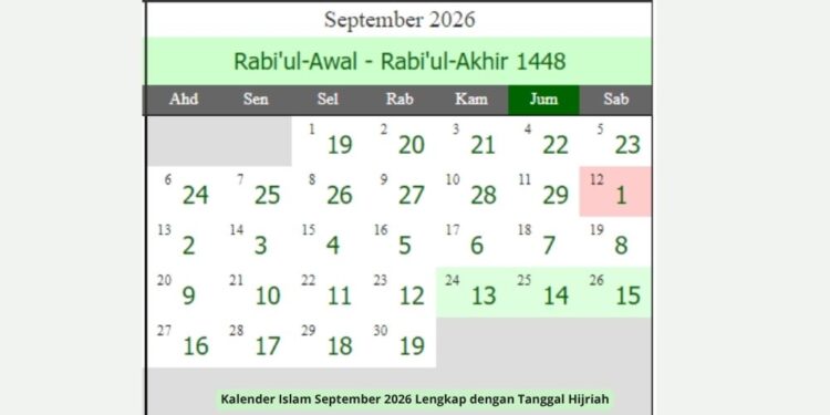 Kalender Islam September 2026 Lengkap dengan Tanggal Hijriah