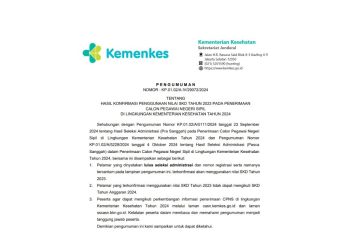 Cek Hasil Konfirmasi Nilai SKD 2023 untuk CPNS Kemenkes 2024 httpscasn.kemkes.go.id