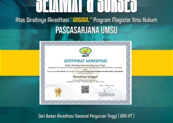 Selamat,  Prodi Magister Ilmu Hukum UMSU Terakreditasi Unggul